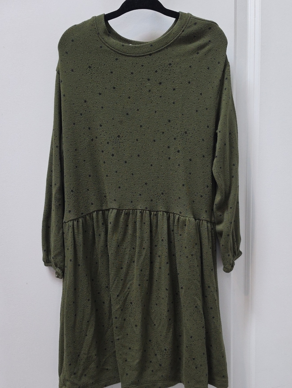 Girls Olive Polka Dot Mini Dress Like New